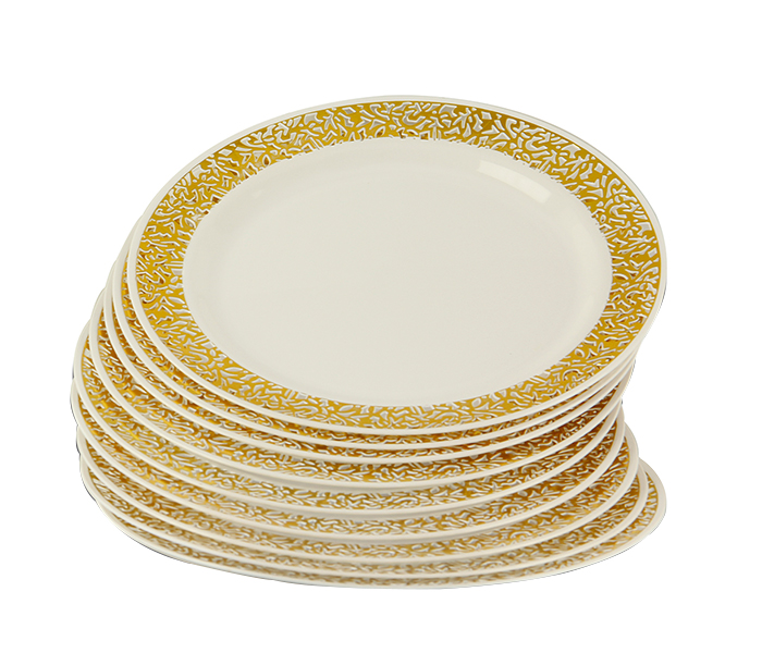 Rosymomen 2378 10-inch Plastic Round Plate Set - 10 Pieces, Gold - Zoom Image 1