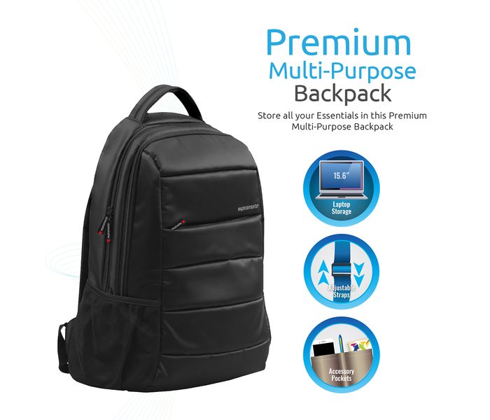 Promate Bizpak-BP 15.6 inch Lightweight Laptop Backpack Bag with Multiple Storage Options, Black - Zoom Image 2