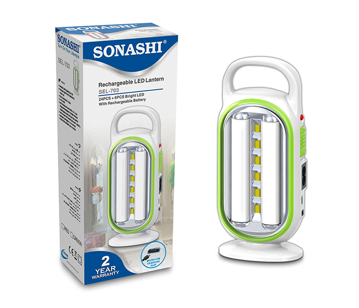 Sonashi SEL-703 30 Piece Rechargeable LED Lantern with Handle - Green - Zoom Image 3