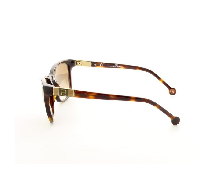 Carolina Herrera SHE601 04AP Oval Yellow & Brown Havana Frame and Brown Mirrored Sunglasses for Women - Zoom Image 4