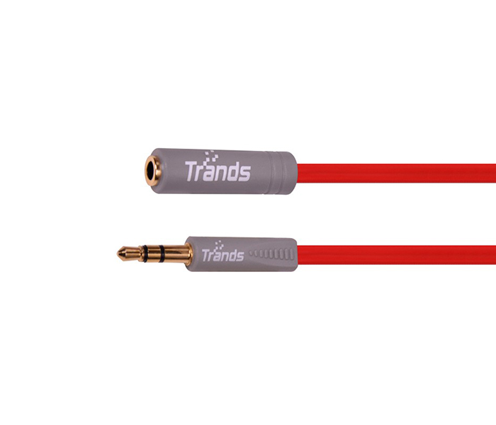 Trands TR-CA48243 Aux 3.5 mm Male to Female Cable - Red - Zoom Image 1