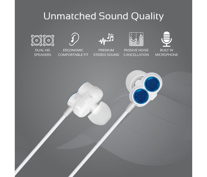 Promate Ivory Super Bass Dual Driver In-Ear Stereo Earphones, Blue - Zoom Image 2