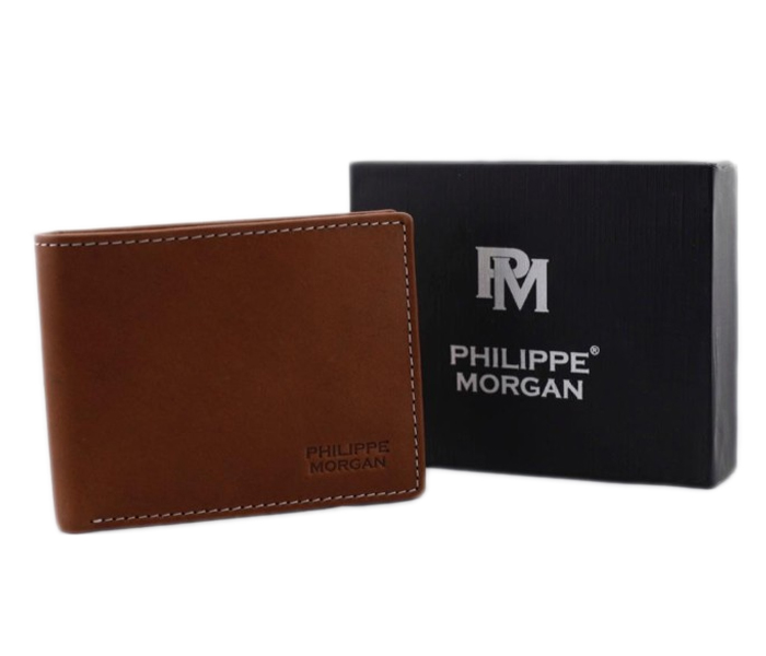 Philippe Morgan PM002 Men Leather Bifold Wallet Brown - Zoom Image