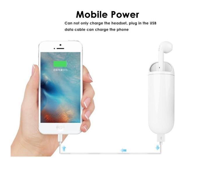 HBQ I9 Mini Bluetooth Wireless Earphone with 2 in 1 Charging Box and External Power Bank with Capacity of 3,300 mAh White - Zoom Image 4