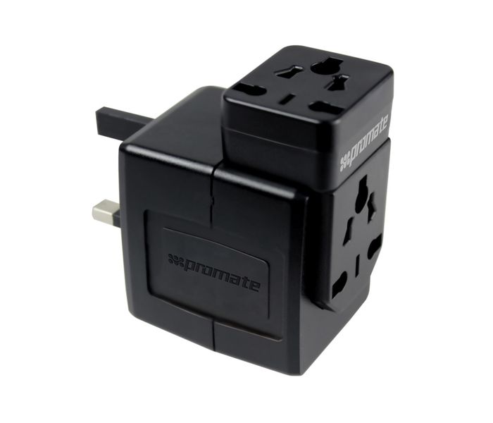 Promate TravelMate.Duo Universal All in One Worldwide Travel Adapter, Black - Zoom Image 6