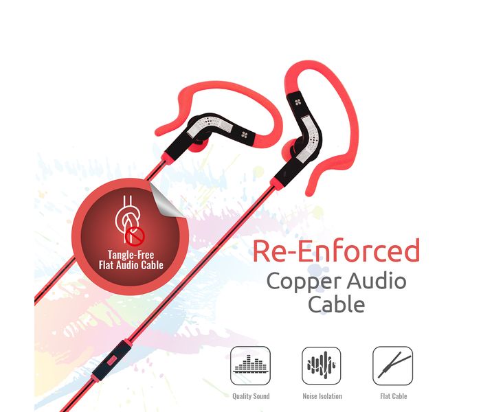 Promate Snazzy Premium In Ear Noise Isolating Sweatproof Earhook Earphone with Copper Cable, Pink - Zoom Image 3