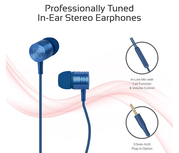 Promate Meta Universal In Ear Noise Isolation Stereo Earphone - Blue - Zoom Image 1