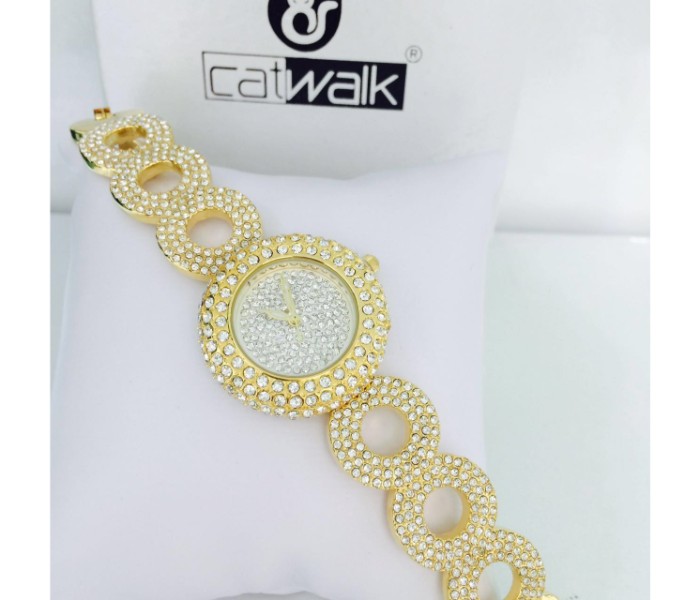 Catwalk CW-156 Genuine quality Fashionable Cz Watch For Women - Gold - Zoom Image