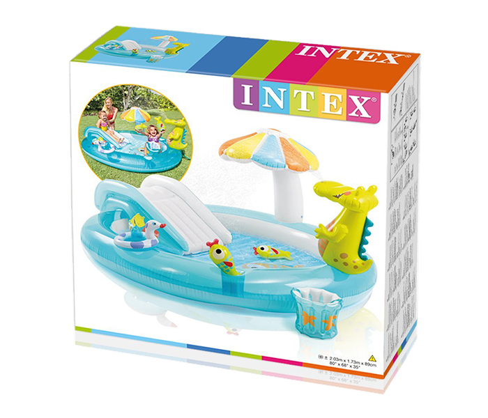 Intex ZX-57129 203 x 173 x 89CM Inflatable Kiddie Spray Gator Play Centre - Blue - Zoom Image 1