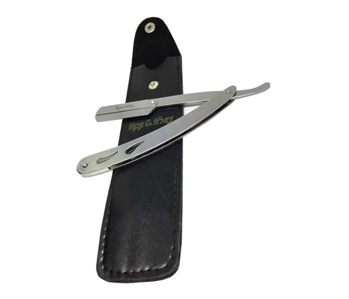 Tips & Toes TT-668BLK Stainless Steel Black Handle Professional Straight Razor for Classic Shaving - Zoom Image 2