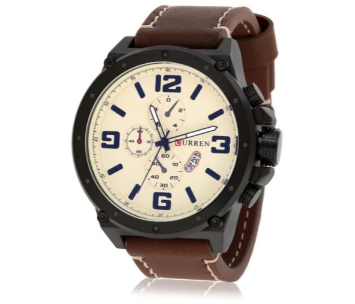 Curren 8230 Fashion Quartz Watch For Men Brown And Beige - Zoom Image 1