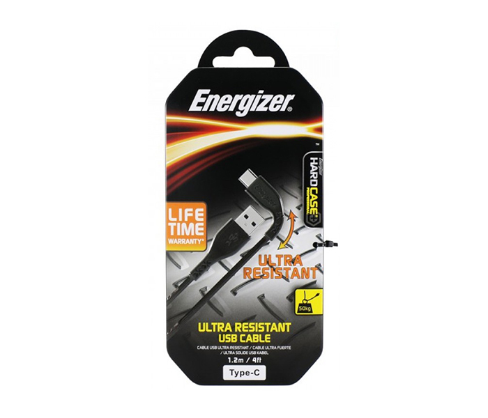 Energizer C41C2AGBKM 1.2 Meter Type C USB Cable with Lifetime Warranty - Black - Zoom Image 1