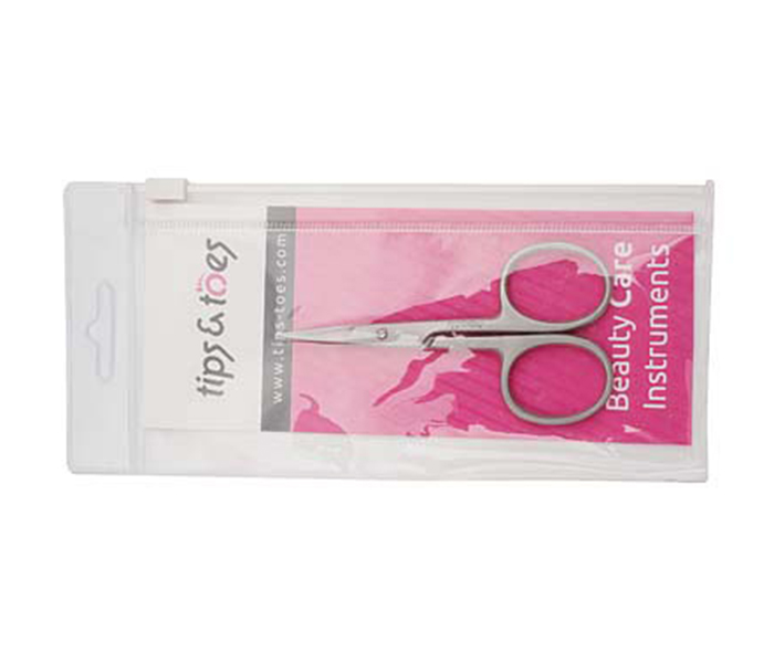 Tips & Toes TT-208S Stainless Steel Nail and Cuticle Curved Scissors - Sand Blast - Zoom Image 2