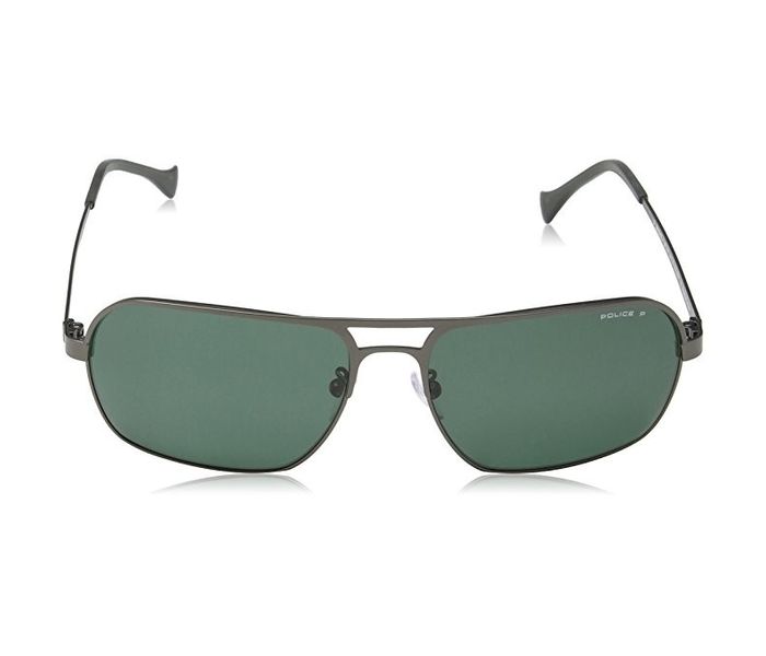 Police SPL147 627P Rectangular Gun Metal Frame & Polarized Green Lens Mirrored Sunglasses for Men - Zoom Image 4