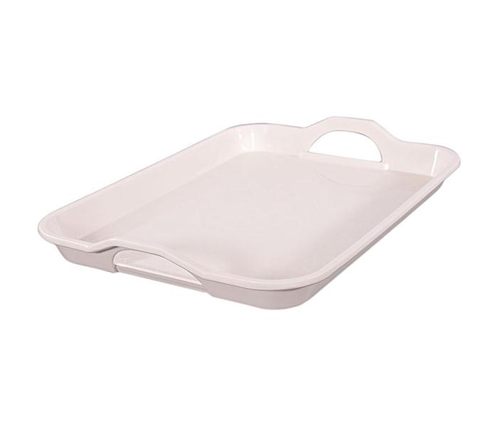 Royalford RF5065 17.5-inch Melamine Ware Handle Tray - White Pearl - Zoom Image 1