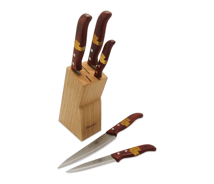 Prestige PR55153 6 Pieces Classic Knife Block Set - Brown - Zoom Image