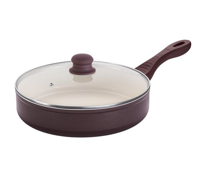 Lamart LT1108 28CM Ceramic Frypan with Lid, Brown - Zoom Image 3