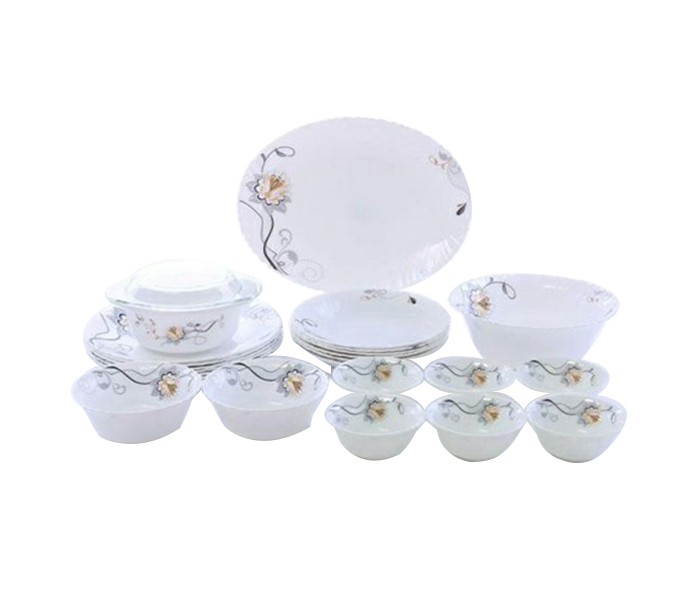 Royalford RF6756 24 Pieces Opal Ware Round Dinner Set - White - Zoom Image