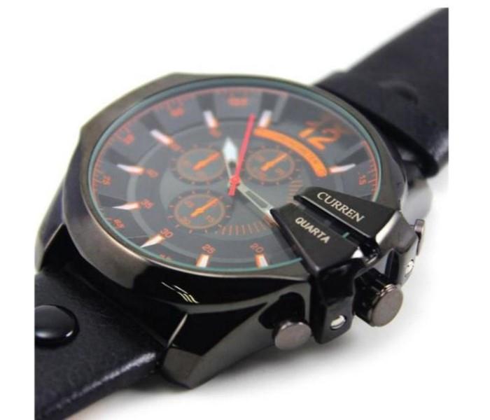 Curren 8176 Leather Band Analog Watch for Men Black - Zoom Image 2