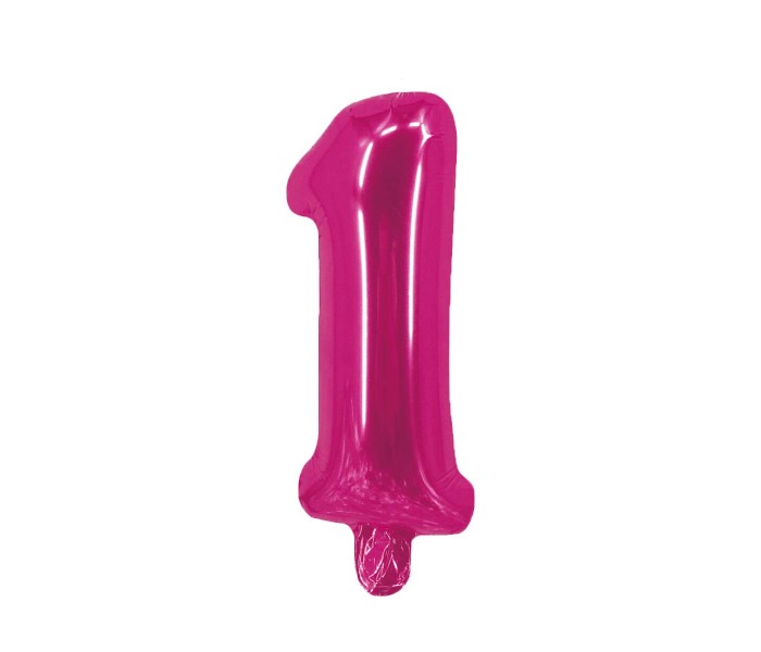 Party Time 1-PI-804086 Number 1 16 Inch Foil Balloon - Pink - Zoom Image