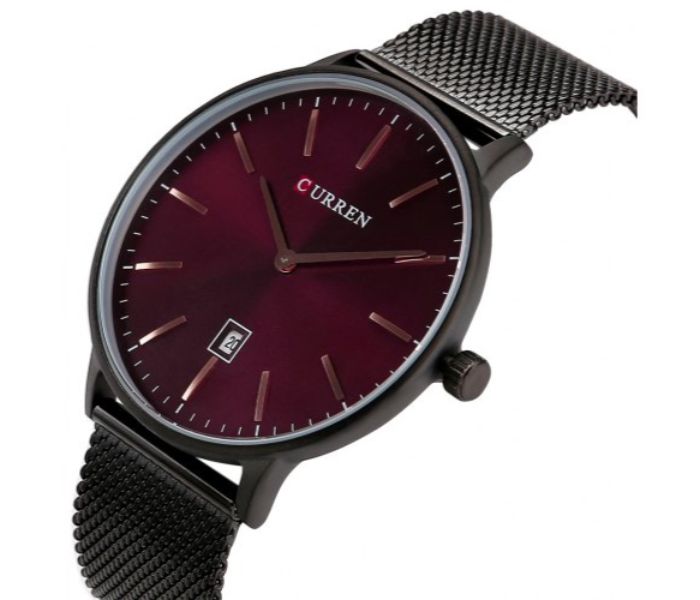 Curren 8302 Stainless Steel Analog Quartz Watch For Men Red And Black - Zoom Image 1