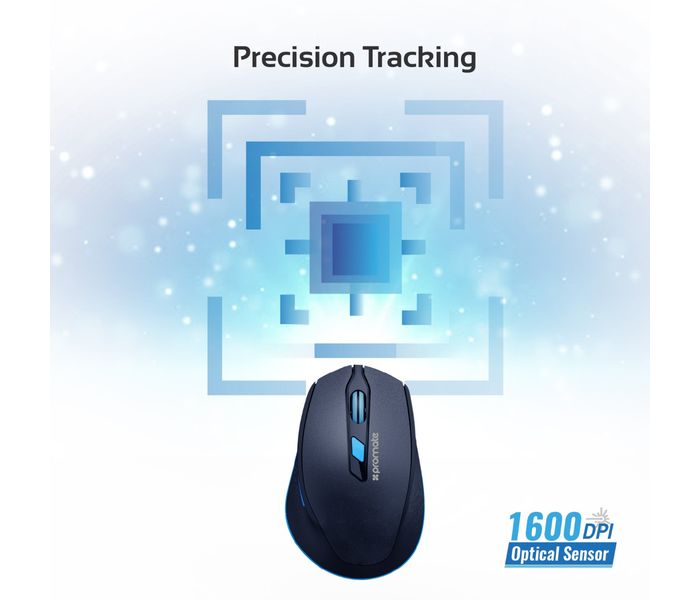 Promate Clix-6 Ergonomically Designed 2.4GHz Wireless Mouse, Blue - Zoom Image 5