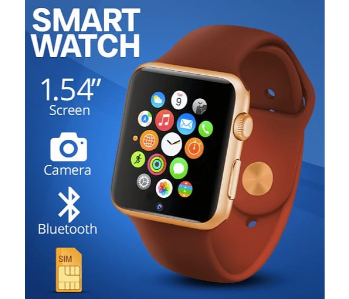 2 in 1 Bundle of Smart Phone Watch Supports SIM and Memory Card with Wireless Bluetooth Headset Brown and Gold - Zoom Image 4