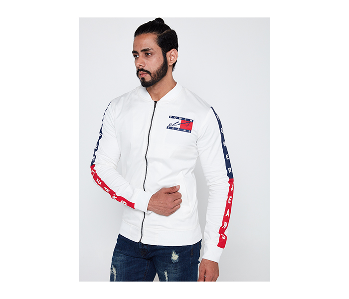 Lynk LY10028 Solid Sporty Jacket For Men M - White - Zoom Image 1