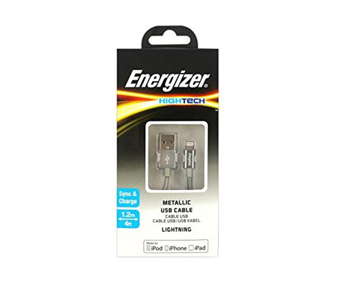 Energizer C13UBLIGGY4 1.2 Meter Hightech Metallic Lightning USB Cable - Grey - Zoom Image 2