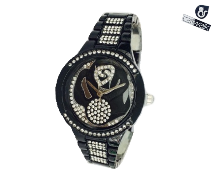 Catwalk CW-168 Genuine quality Fashionable Cz Watch For Women - Black - Zoom Image