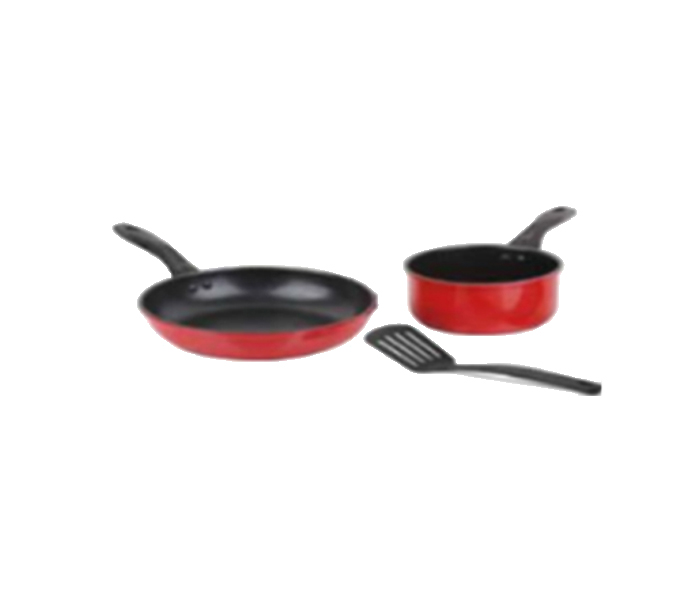 Homeway HW-2607 3 Pieces Non Stick Cooking Set - Red - Zoom Image