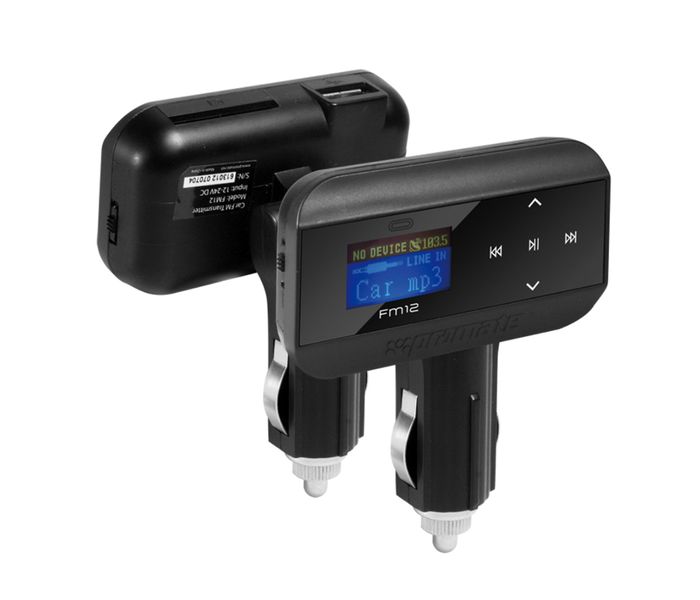 Promate FM12 Wireless In-Car FM Transmitter Adapter Car Kit with USB Car Charging - Black - Zoom Image 2