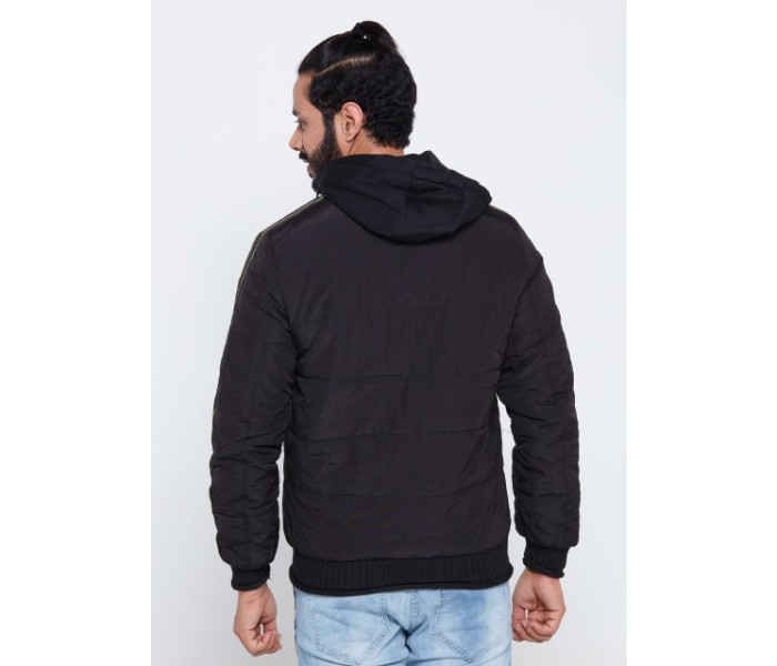 Petro OU10087 Mens Striped Bomber Jacket with Hoodie L- Black - Zoom Image 1