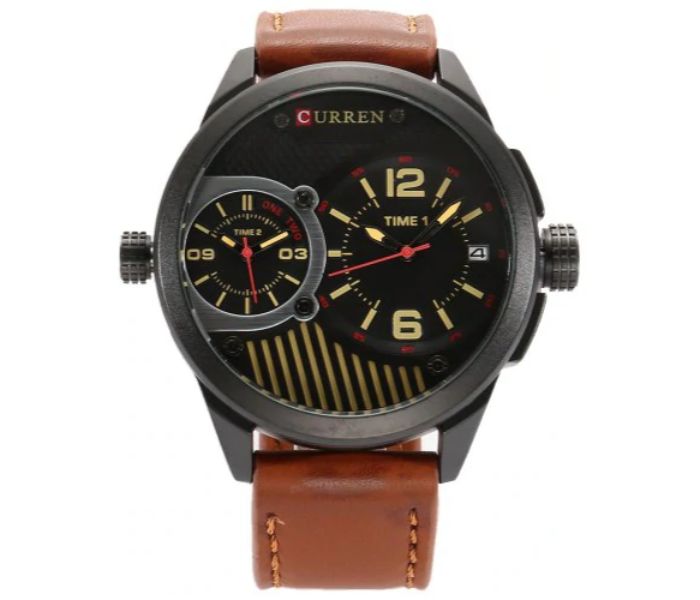 Curren 8249 Business Quartz Watch For Men Yellow And Black - Zoom Image