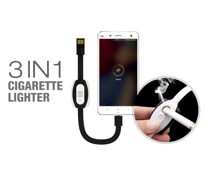  3 in 1 Wearable Bracelet cigarette lighter with emergency power bank and fast charging cable for android mobiles BCL-31FC Black - Zoom Image 6