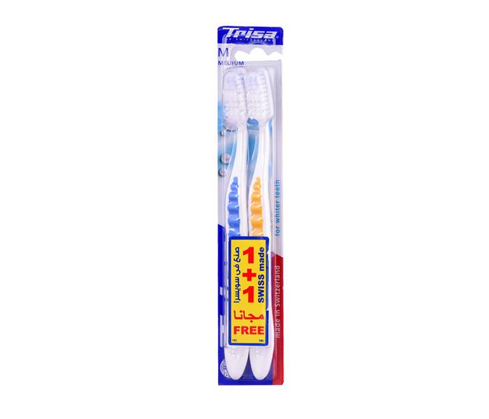 Trisa Pearl White Medium Toothbrush - 1+1 Pack - Zoom Image