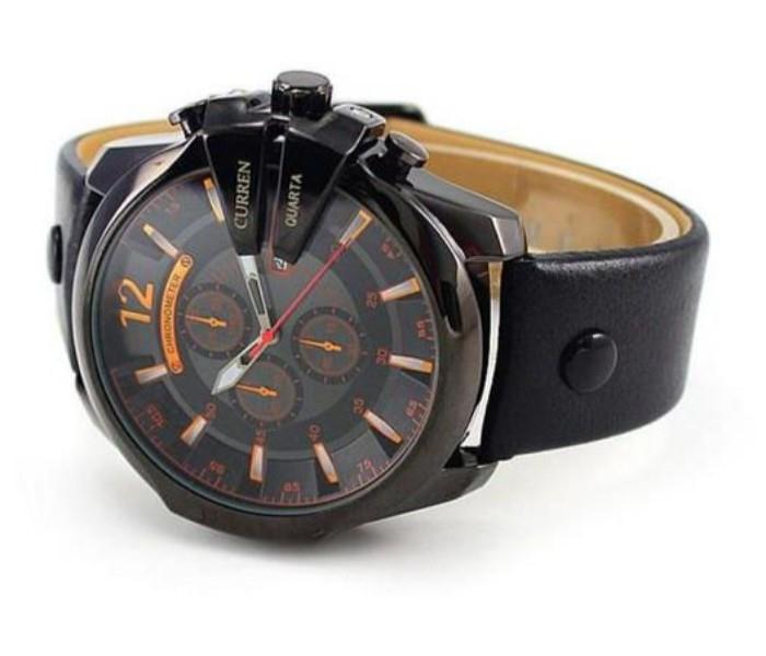 Curren 8176 Leather Band Analog Watch for Men Black - Zoom Image 3