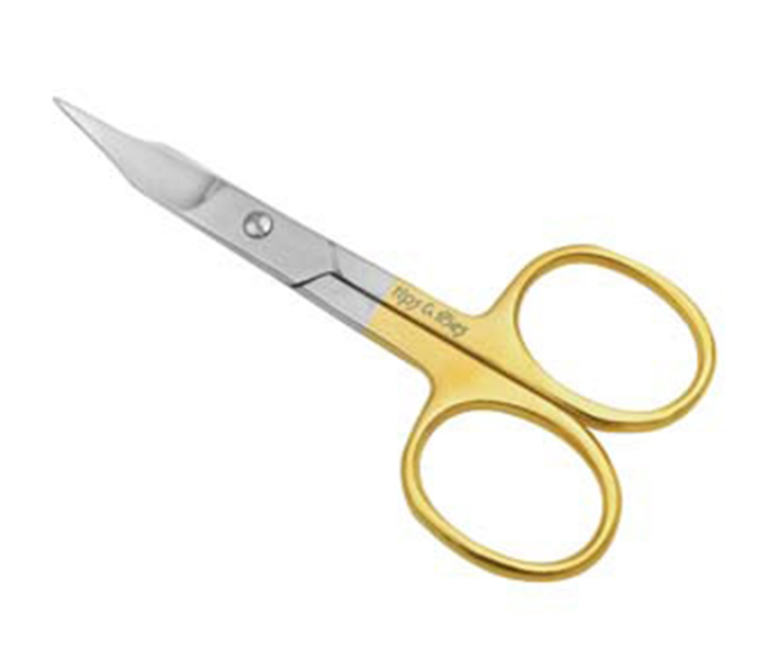 Tips & Toes TT-212 Stainless Steel Nail and Cuticle Curved Scissors - Gold Plated - Zoom Image 3