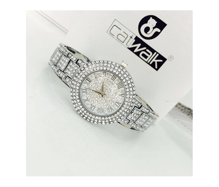 Catwalk CW-428 Genuine Quality Fashionable Cz Watch for Women - Silver - Zoom Image