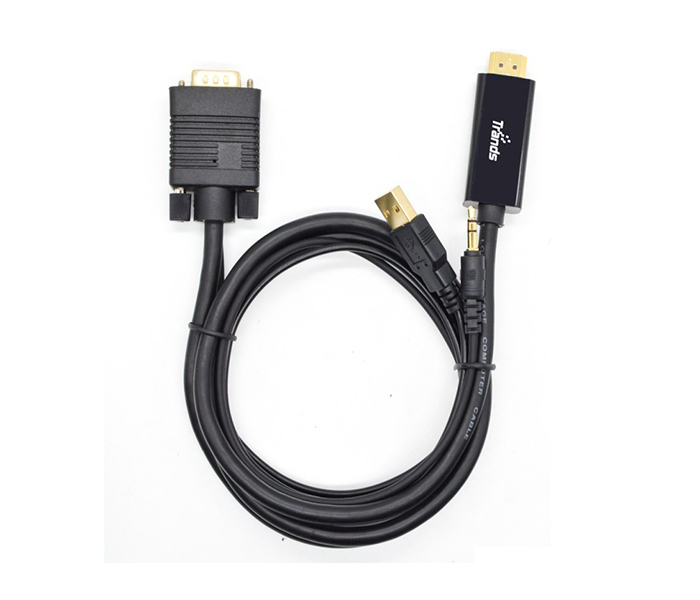 Trands TR-CA535 VGA to HDMI with Audio Cable - Black - Zoom Image 1