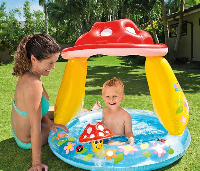 Intex ZX-57114 102 x 89CM Inflatable Mushroom Baby Swimming Built-in Sunshade Water Pool - Zoom Image 2