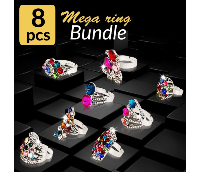 Okko OK31887 8 Pieces Mega Multicolor Finger Ring Bundle - Zoom Image 2