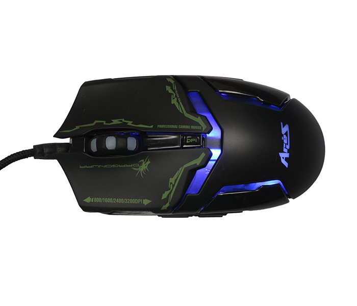 Dragon War G10 Aries 3200 DPI Gaming Mouse - Black - Zoom Image 1