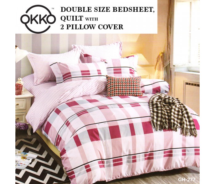 Okko OK33787 Elegant Double Size Bedsheet, Quilt and 2 pillow Cover Multicolor - Zoom Image 2