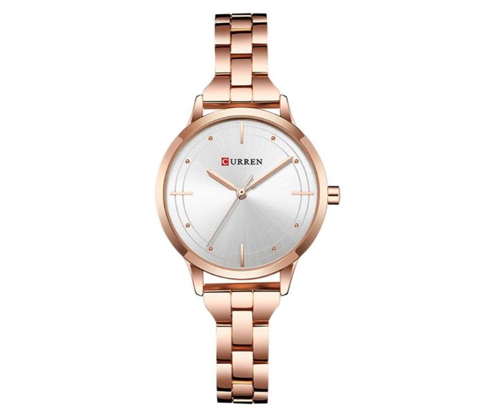 Curren 9019 Stainless Steel Analog Quartz Watch For Women Silver and Rose gold - Zoom Image