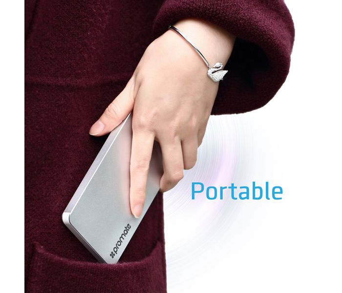 Promate PolyMax-8 8000 mAh Aluminum Power Bank with Ultra-Fast Dual USB Charging Ports, Silver - Zoom Image 7