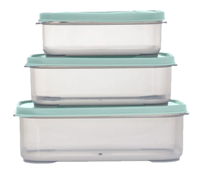 Royalford RF9307 3 Piece Rectangular Crisper Set - Turquoise - Zoom Image 1