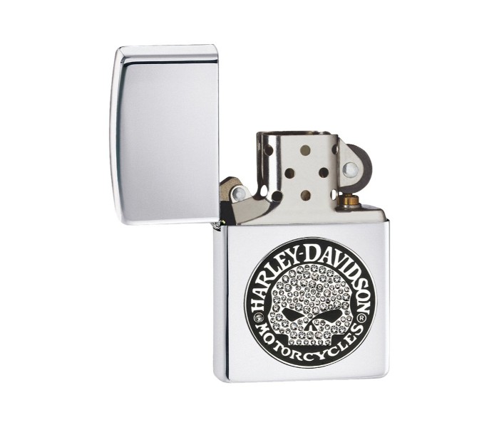 Zippo 28984 Harley Davidson Bling Skull Emblem Lighter Silver - Zoom Image 1