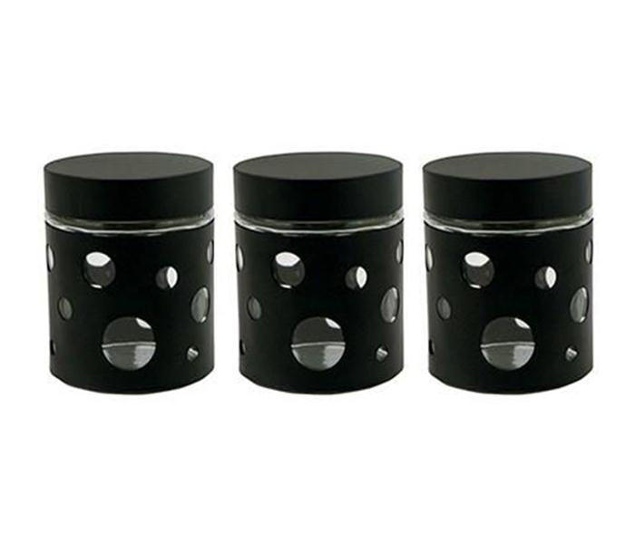 Royalford RF7281 Round Hole Canister Set - Black, 3 Pieces - Zoom Image