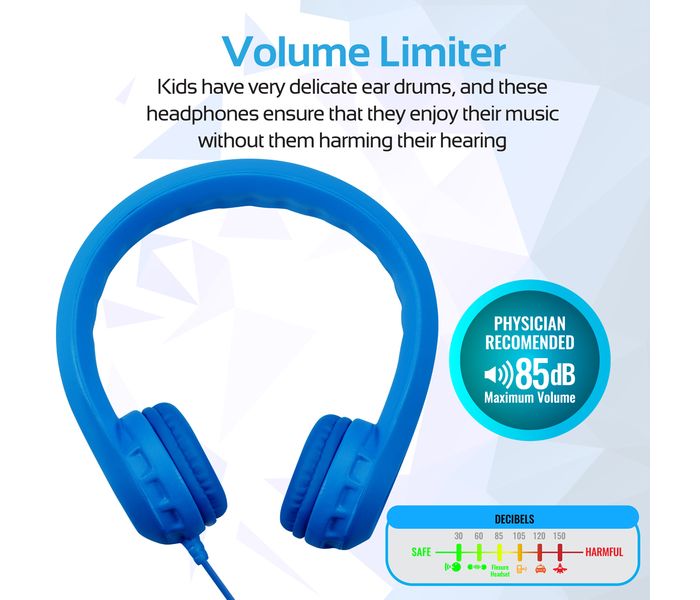 Promate Flexure Super Flexible Lightweight Kids-Safe Foam Headset, Blue - Zoom Image 4